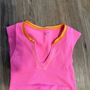 Urban Outfitters Pink and Orange Ribbed Top